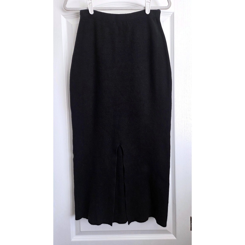 Jenni Kayne Ludlow Skirt Black Cotton Cashmere Knit Maxi‎ Column Skirt Size M - Picture 2 of 8